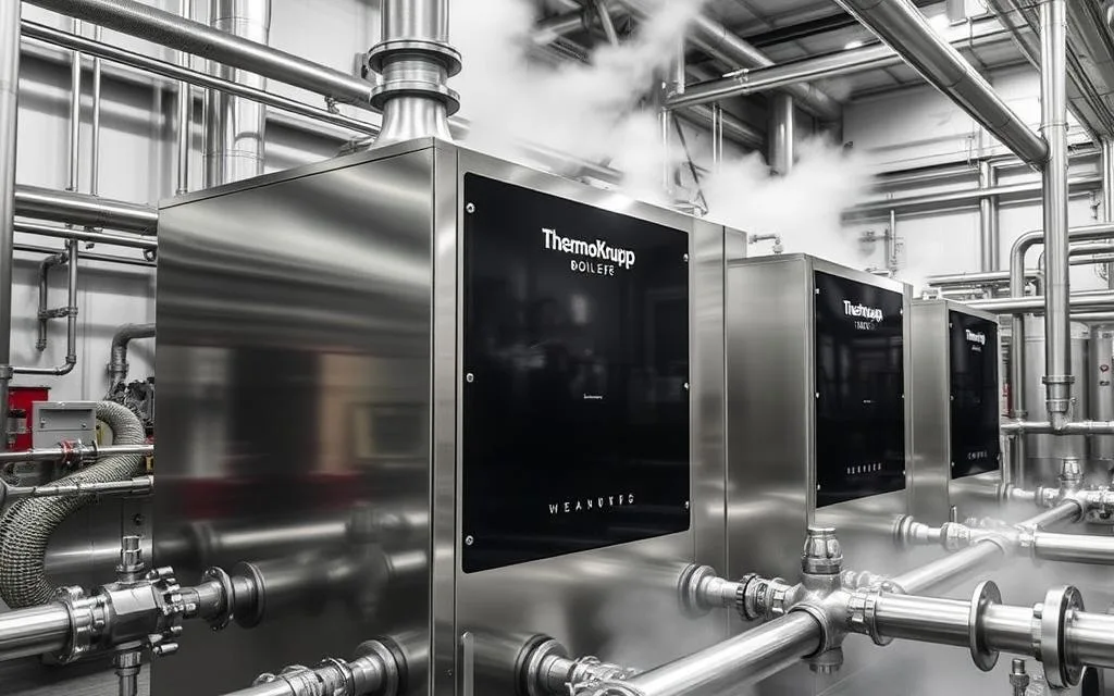 Thermic Fluid Heater Installation - Plywood Industry Thermic fluid heater skid-mounted unit for plywood press heating